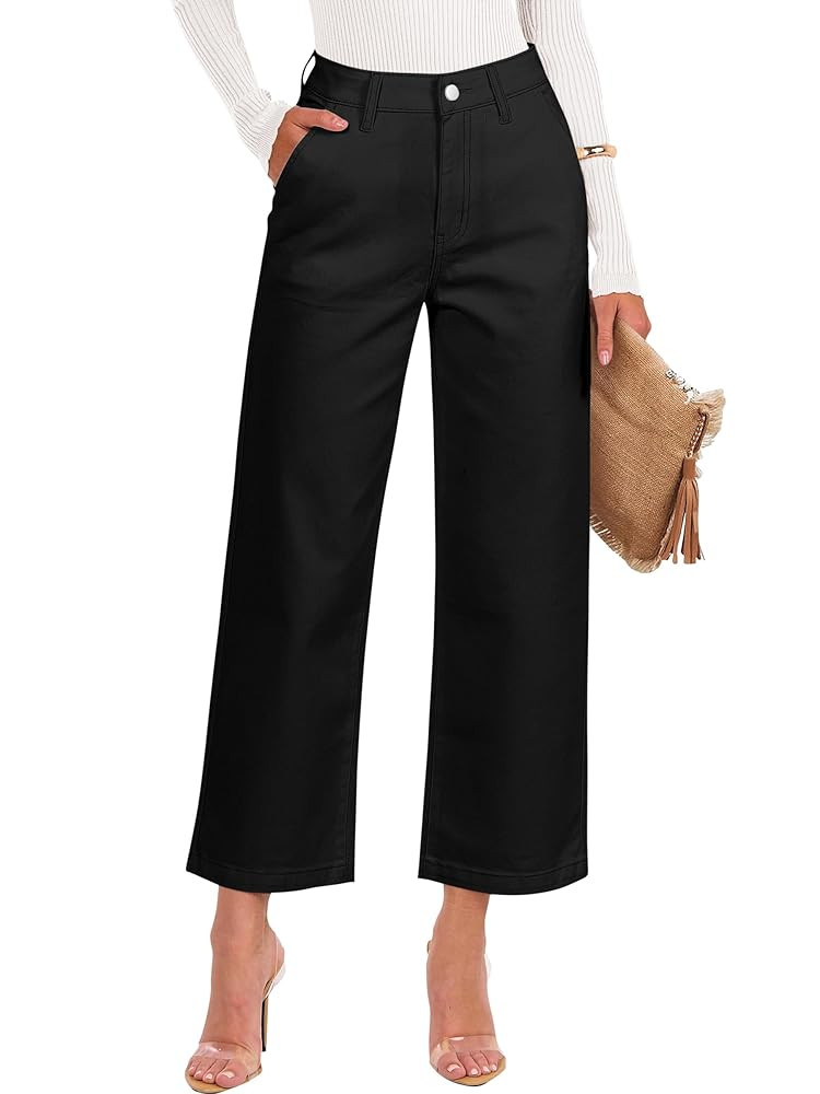 ANRABESS Wide Leg Jeans for Women High Waist Baggy Straight Stretchy Flare Cropped Denim Pants wi... | Amazon (US)