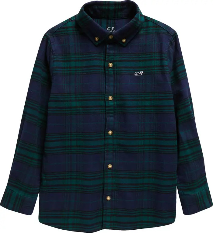 vineyard vines Kids' Check Stretch Cotton Flannel Button-Down Shirt | Nordstrom | Nordstrom