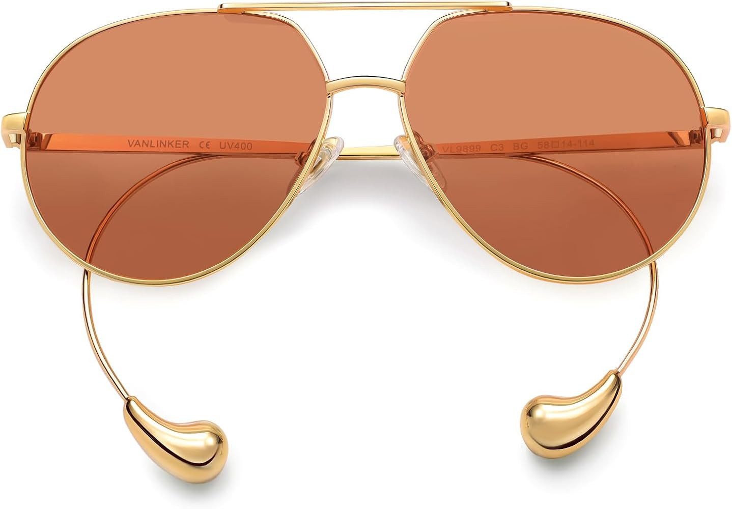 VANLINKER Polarized Aviator Sunglasses for Women Trendy Oversized Pilot Shades Retro Round Metal ... | Amazon (US)