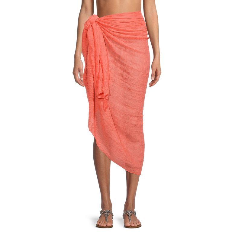 Time & Tru Women's Pareo Swimwear Cover-up, Multi-use Wrap, Beach Wrap | Walmart (US)