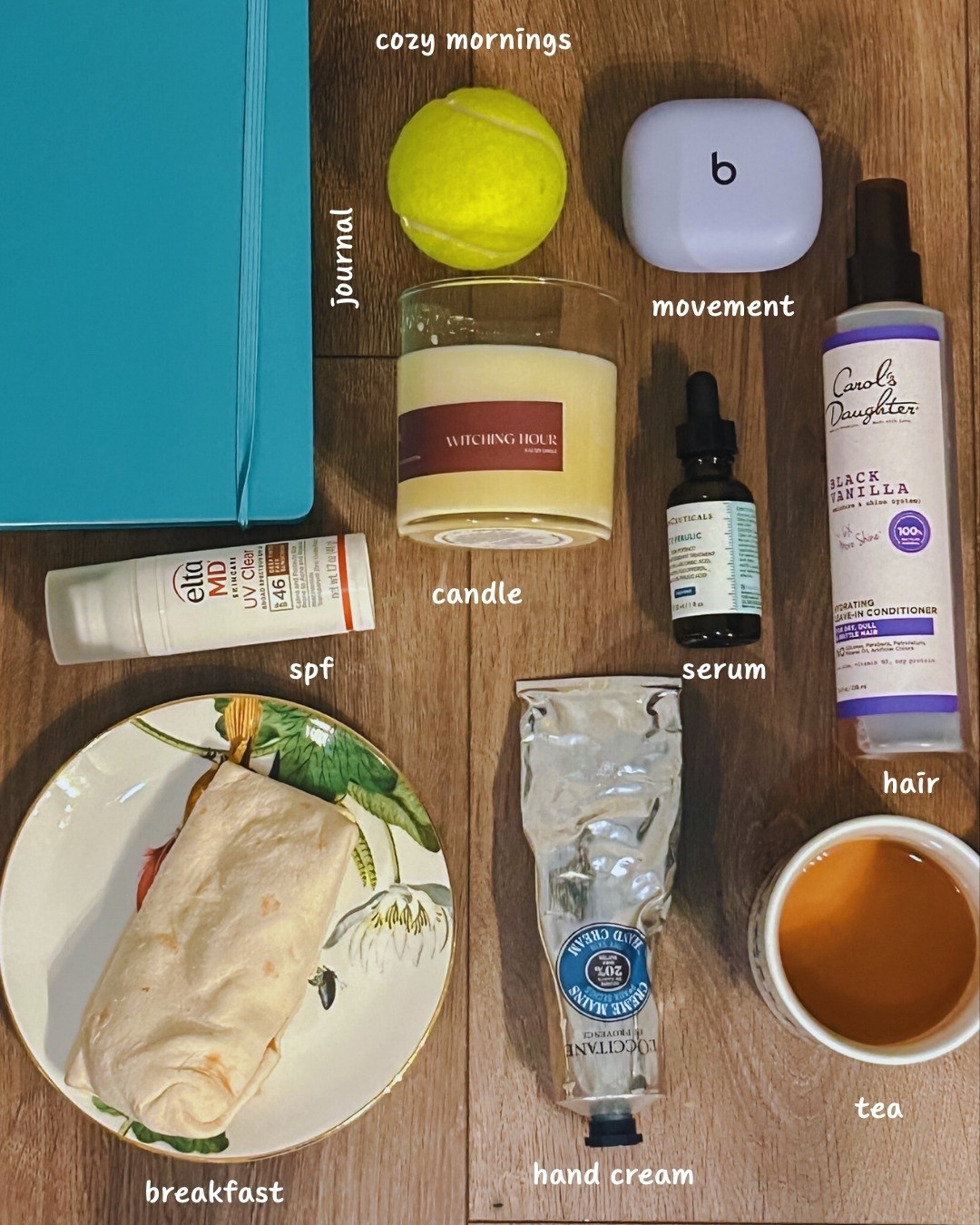 He said: "your hair always smells good" ☺️ 

journal @moleskine
candle @prettyhonestshop 
headphones @apple
serum @skinceuticals
spf @eltamdskincare
hair @eltamdskincare
plate @wedgwood
hand cream @loccitane
tea @tazo

#cozymornings #goodmorning #morningroutine #beauty #skincare