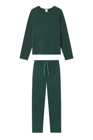 DreamKnit Ribbon Long-Long Set in Conifer | Lake Pajamas