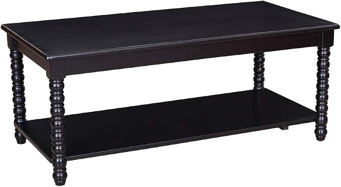 Amazon Brand – Ravenna Home Traditional Solid Pine Coffee Table, 23.62"W, Black Finish | Amazon (US)