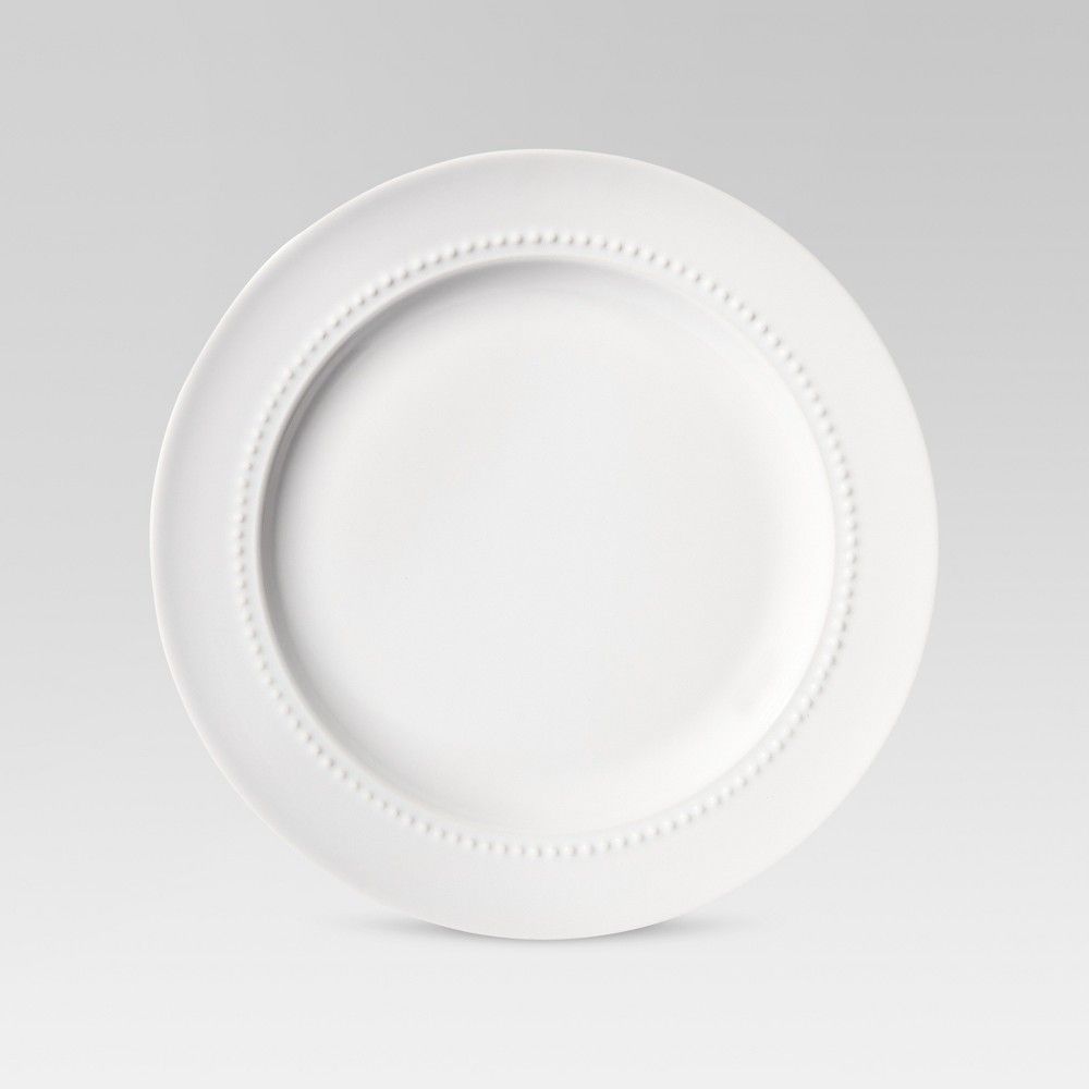 8.3"" 4pk Porcelain Beaded Rim Salad Plate White - Threshold | Target