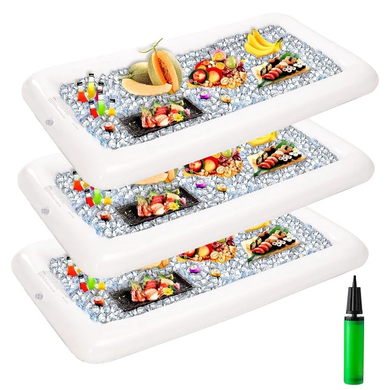 Joyfy 3 Packs Inflatable Pool Bars Cooler, Inflatable Cooler Ice Buffet Salad Serving Trays with ... | Walmart (US)