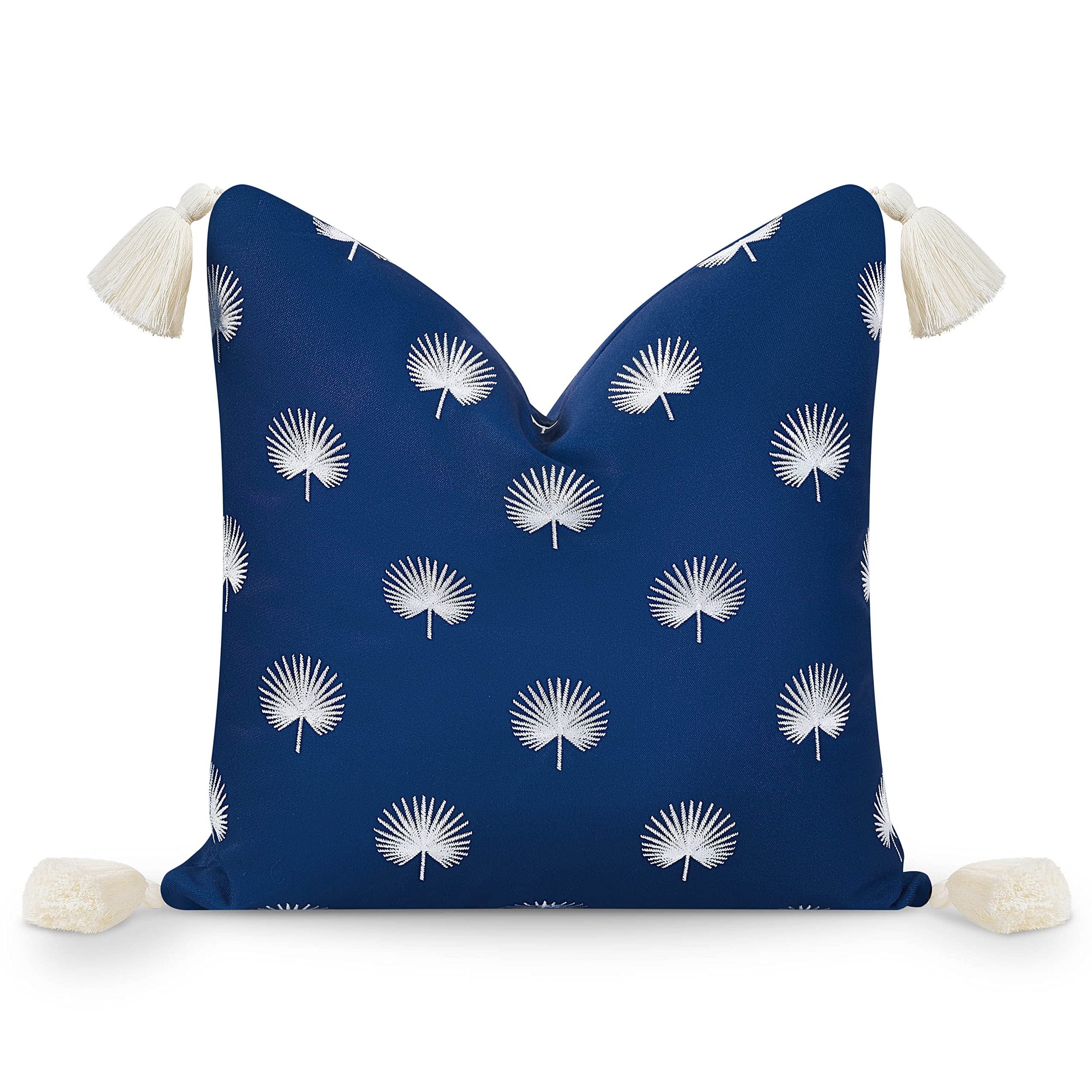 Hofdeco Premium Coastal Hampton Style Patio Indoor Outdoor Throw Pillow Cover Only, 18"x18" Water... | Amazon (US)