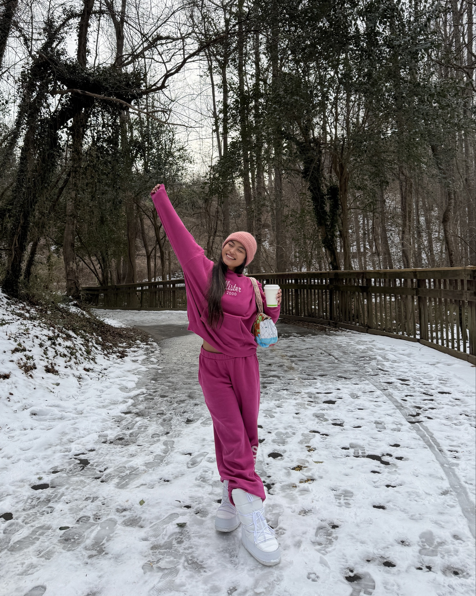pink sweatset from Hollister 🩷 wearing a size XS in sweatpants and hoodie. super comfy, perfect for lounging or at the airport! 

#LTKootd #LTKdayinmylife #LTKTravel