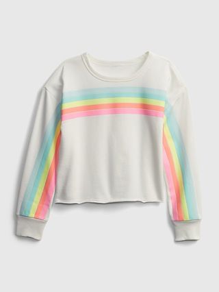 Kids Printed Cut-Off Crop Crewneck Sweatshirt | Gap (US)