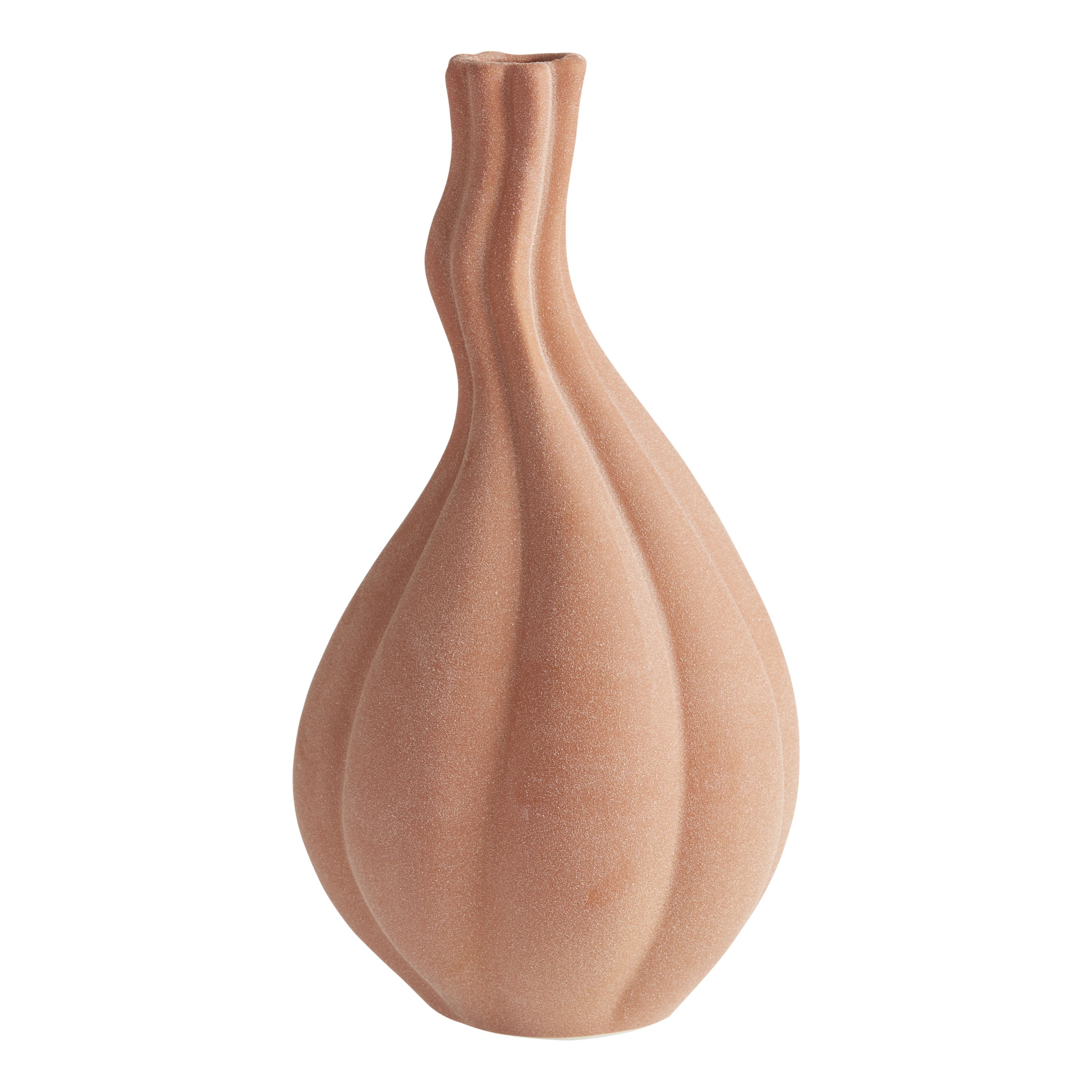 Brown Textured Ceramic Narrow Neck Pod Vase | World Market