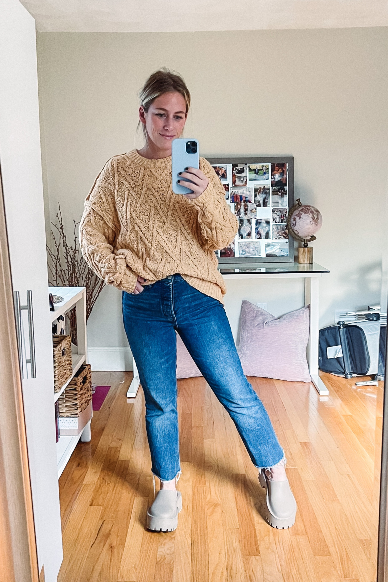 Isla free people sweater in camel 
Wearing S 
Lots on Poshmark! 
Jeffrey Campbell clogge in taupe 

#LTKshoecrush #LTKSeasonal #LTKGiftGuide