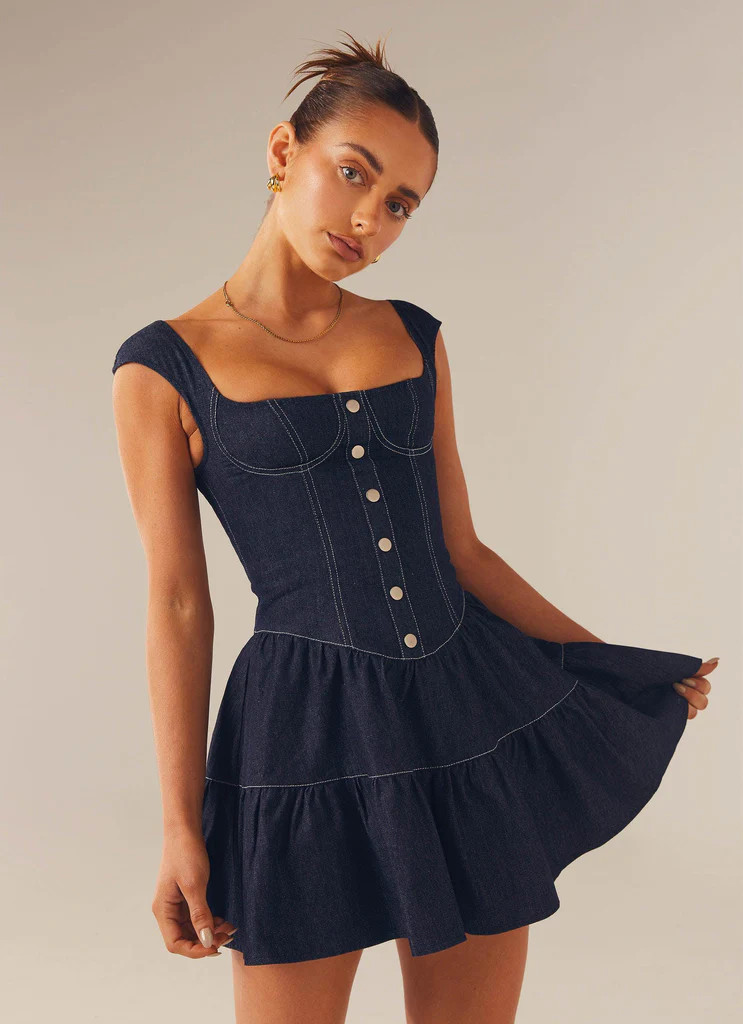 Isabella Denim Bustier Dress - Indigo | Peppermayo (Global)