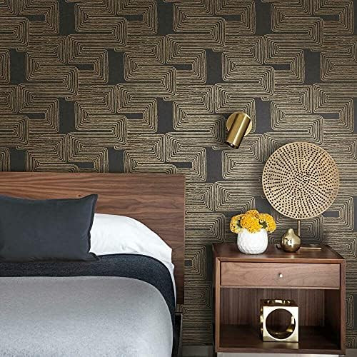 RoomMates RMK12213PL Nikki Chu Black and Metallic Gold Zulu Signature Peel and Stick Wallpaper | Amazon (US)