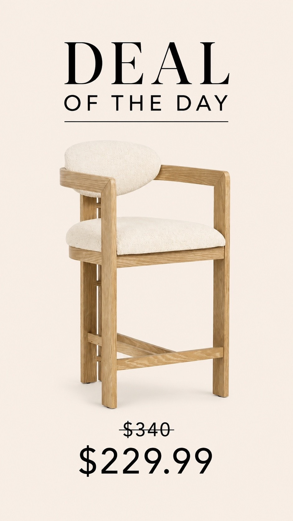 Designer Look Counter Stool 
These counter stools have such a high-end organic modern feel with the warm wood tones and textured upholstered seat. I love the clean lines and sculptural silhouette — perfect for a neutral kitchen or bar area.

#LTKHome #LTKSaleAlert