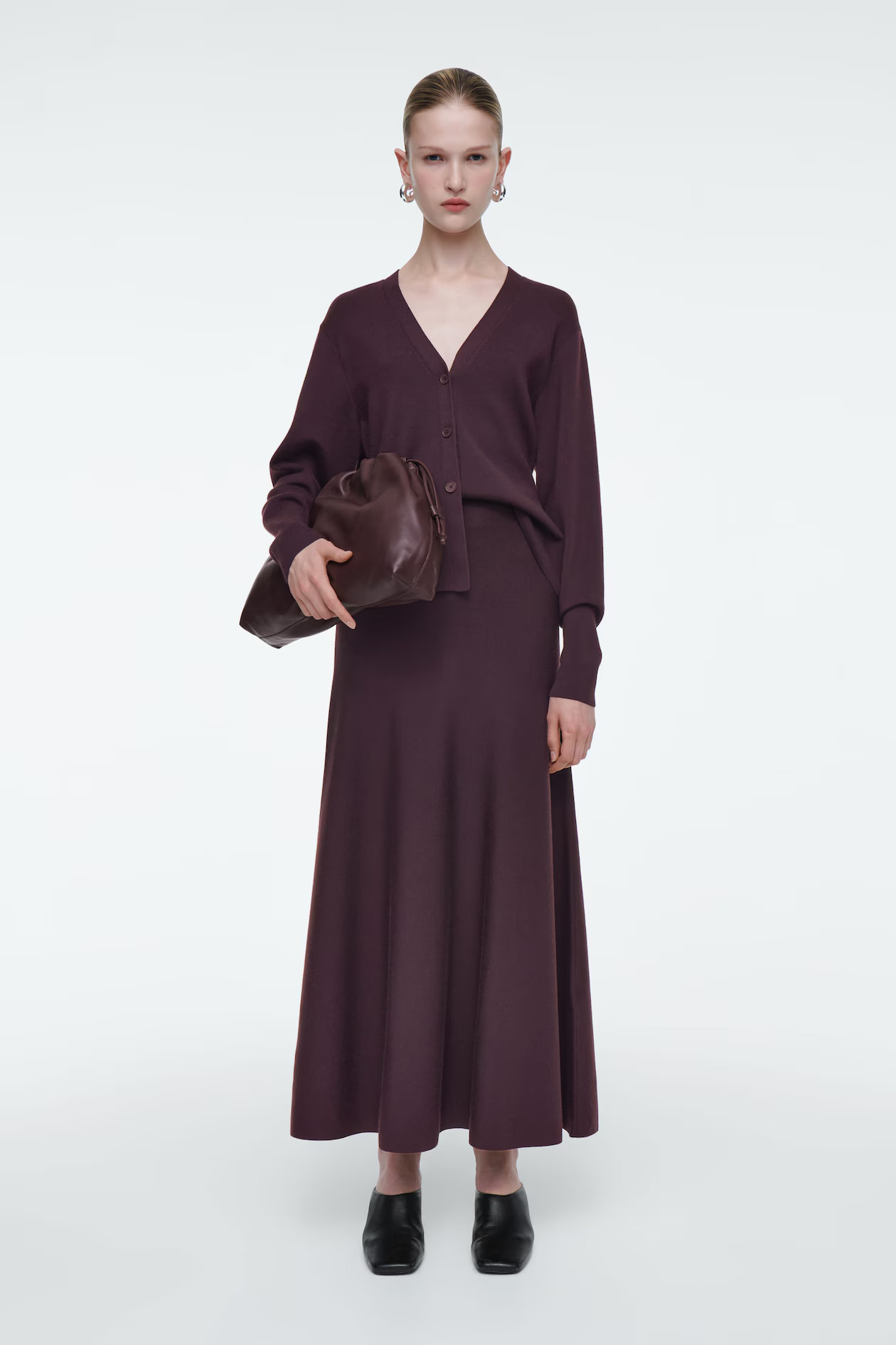 FLARED WOOL MAXI SKIRT - BORDEAUX | COS (EU)