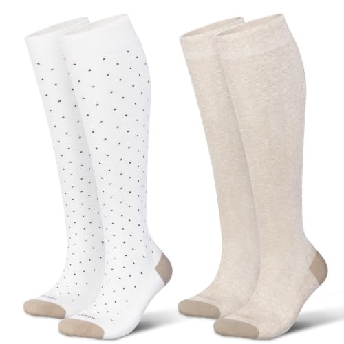 LEVSOX Cotton Compression Socks for Women Men 20-30 mmHg Knee High Cute Crazy Support Sock for Flying Pregnancy Nurses, 2 Pair | Amazon (US)