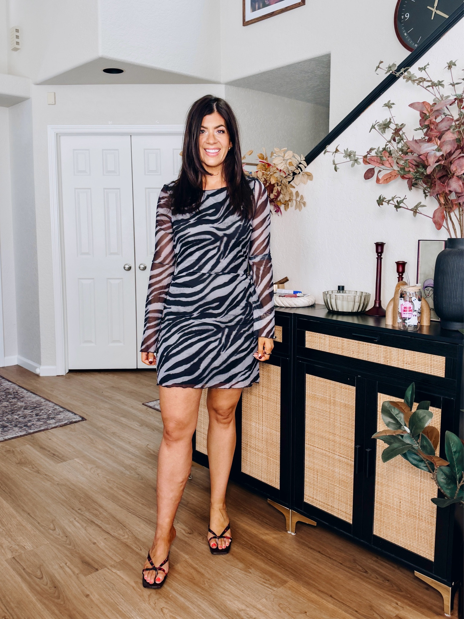 Fall fashion
Large zebra print dress
