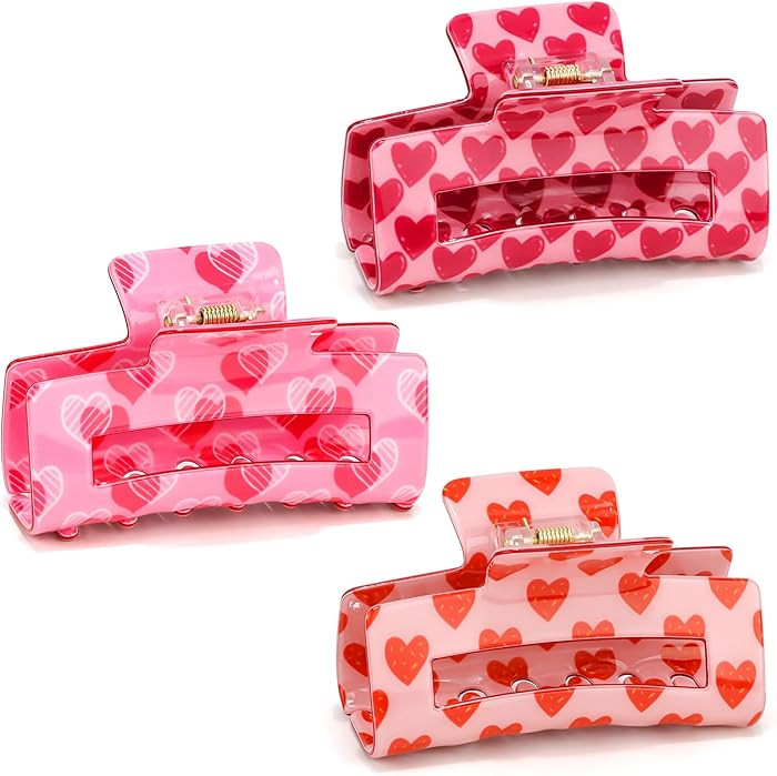 Vovii Valentines Hair Claw Clips for Women, Pink Heart Hair Claw Clips for Valentines Day Hair Ac... | Amazon (US)