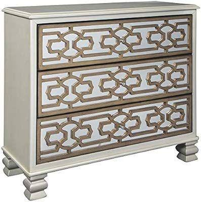 39 in. Wooden Accent Cabinet in Gold | Amazon (US)