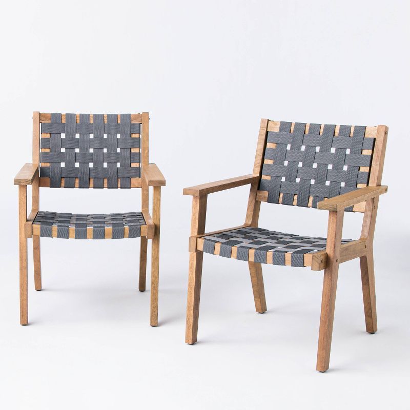2pk Wood &#38; Strapping Patio Club Chairs - Threshold&#8482; designed with Studio McGee | Target