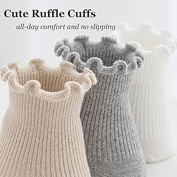 Women Ruffle Socks, Cute Ankle Crew Socks for Women, 4 Pairs Frilly Womens Socks Size 5-9 | Amazon (US)