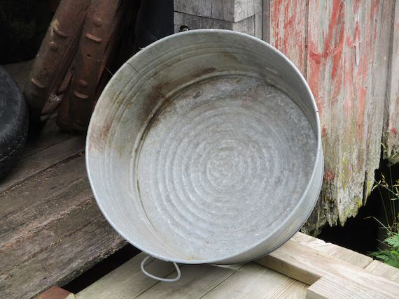 Large Galvanized Round Tubvintage 2 Galvanized Wash - Etsy | Etsy (US)