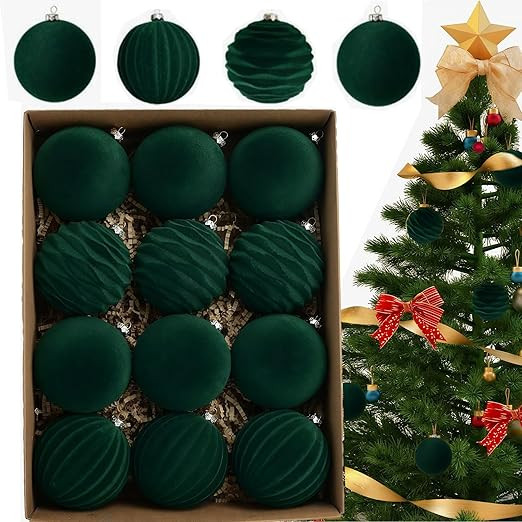 12PCS Velvet Christmas Balls, Christmas Tree Ball Ornaments with Hook for Xmas Party Holiday Deco... | Amazon (CA)