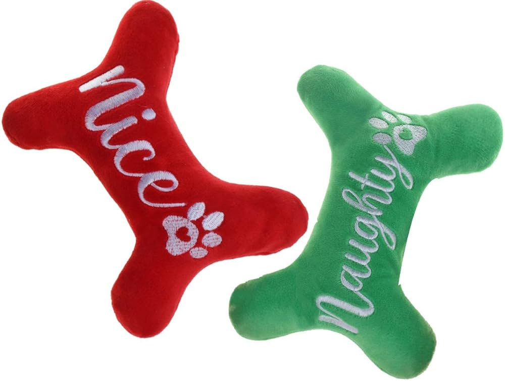 PICKUPIK Plush Dog Squeaky Bone Toy Set for Small Dogs, Pet Gifts for Christmas | Amazon (US)