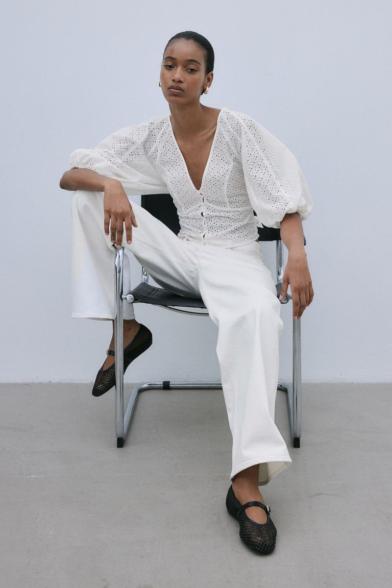 Blouse with Eyelet Embroidery | H&M (US + CA)