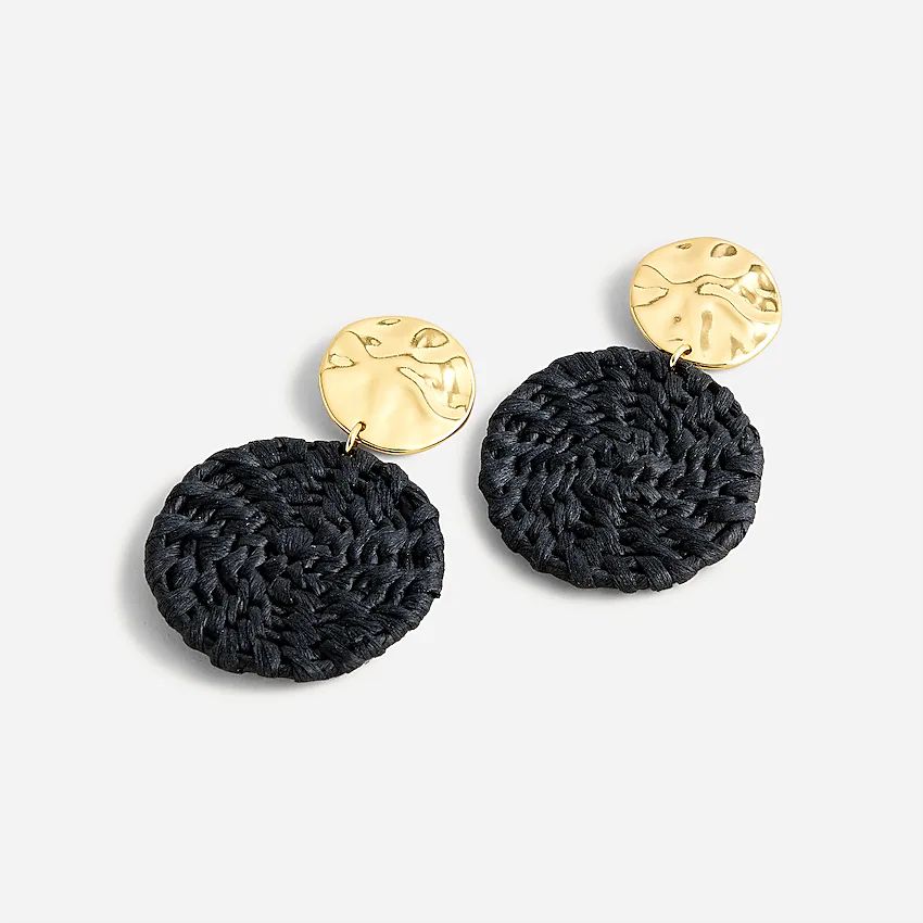 Metal-and-raffia disc earrings | J.Crew US