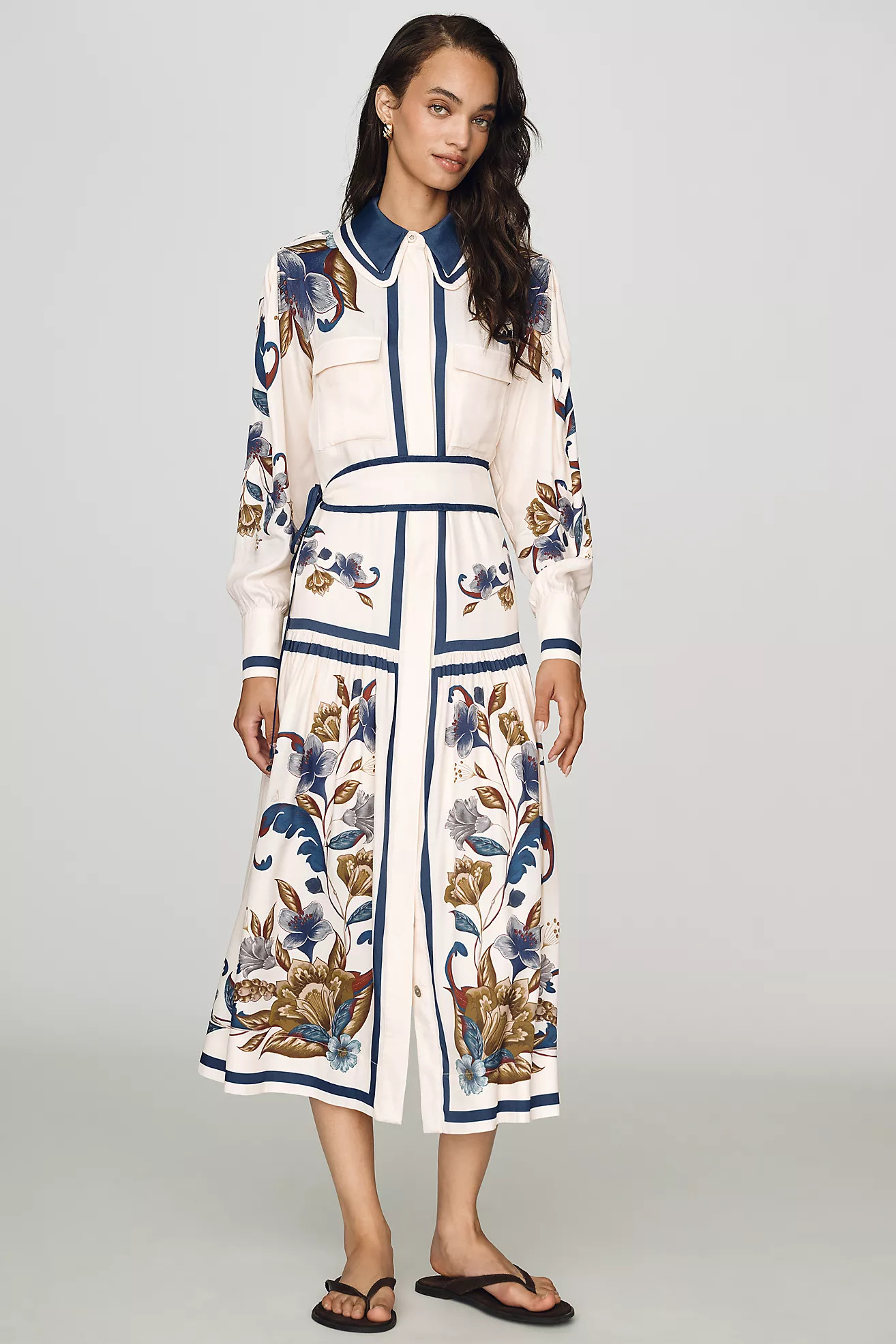 Farm Rio Golden Nature Belt Midi Dress | Anthropologie (US)