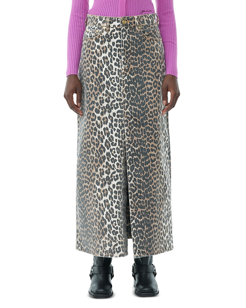 Ganni Leopard Print Denim Maxi Skirt | Bloomingdale's (US)
