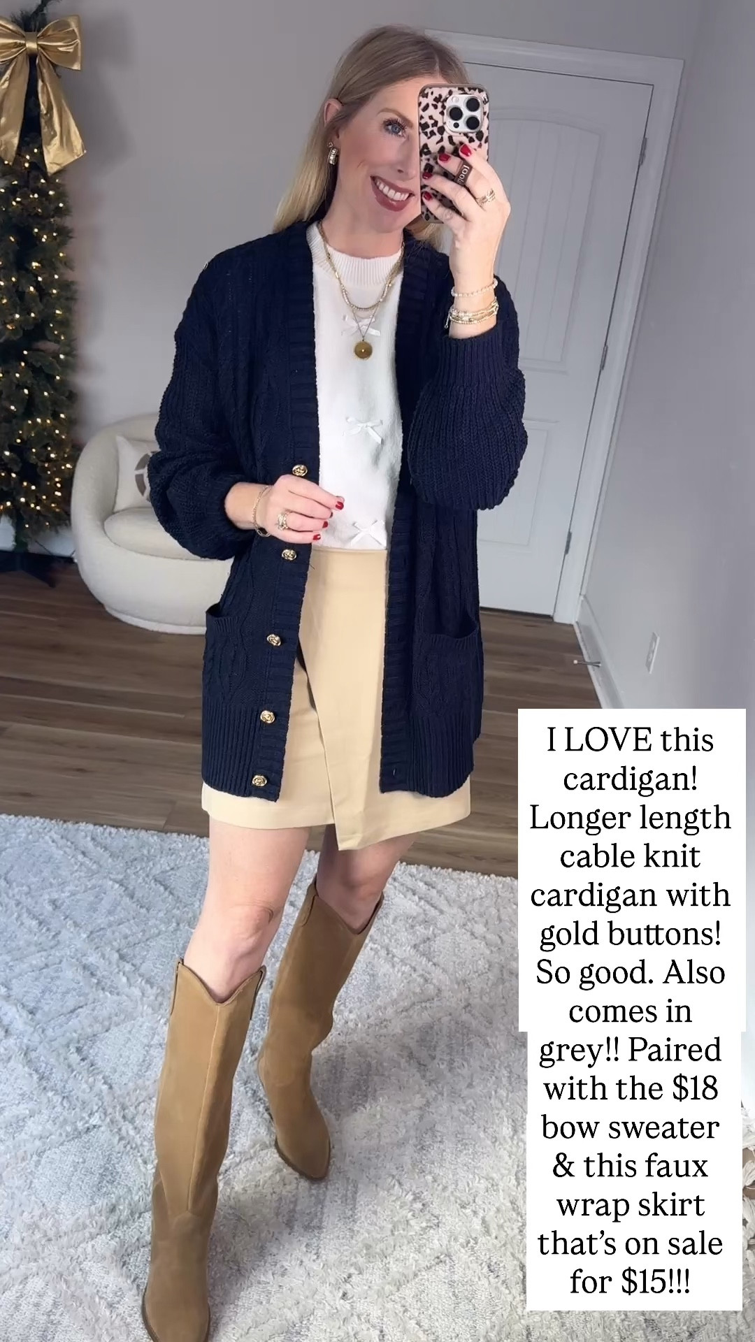 Walmart try on, cable knit cardigan, faux wrap skirt, bow sweater, Walmart outfit, Walmart fashion 

#LTKFindsUnder50 #LTKootd #LTKSaleAlert