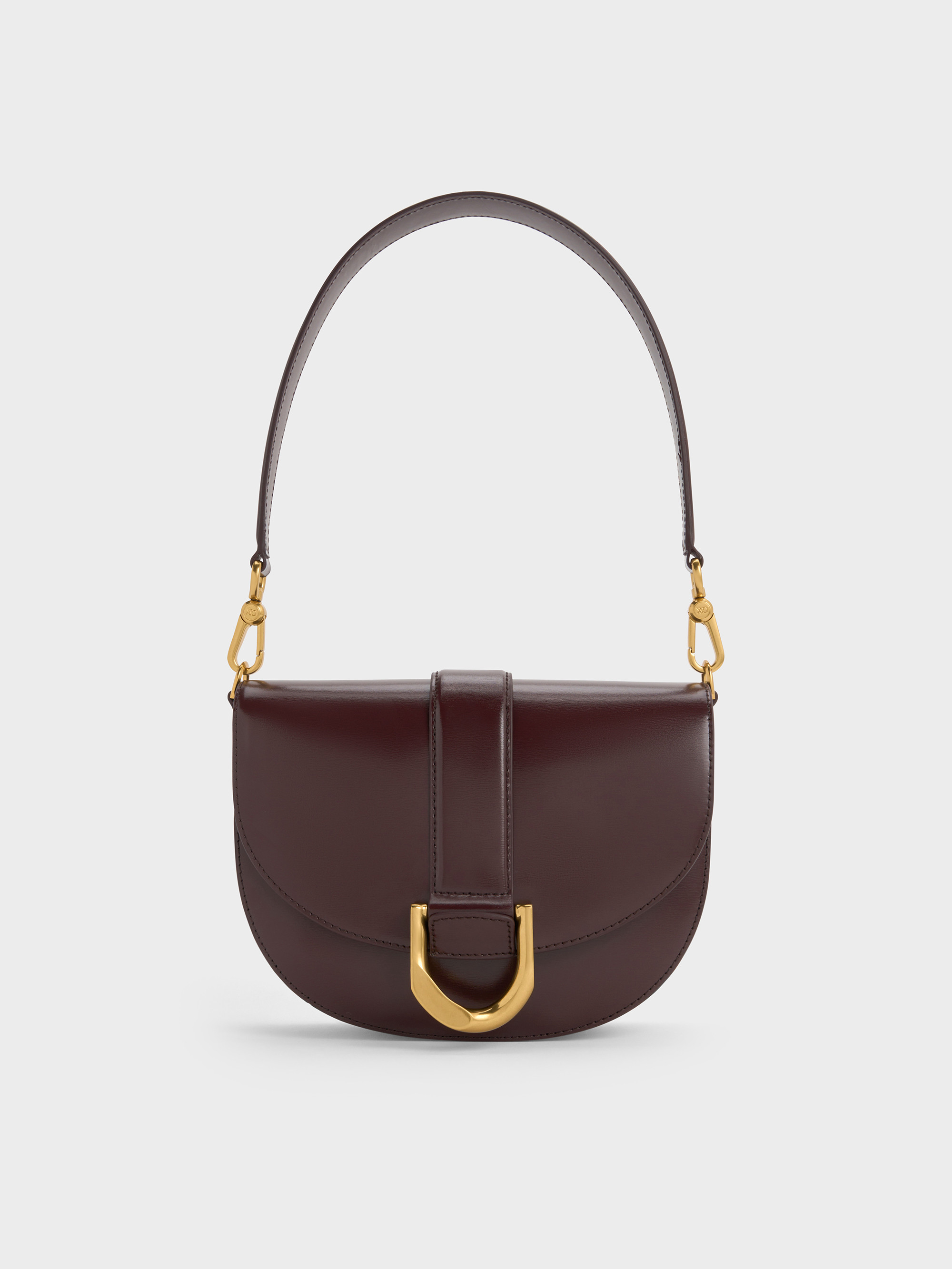Gabine Leather Saddle Bag
    
         - Plum | Charles & Keith AU