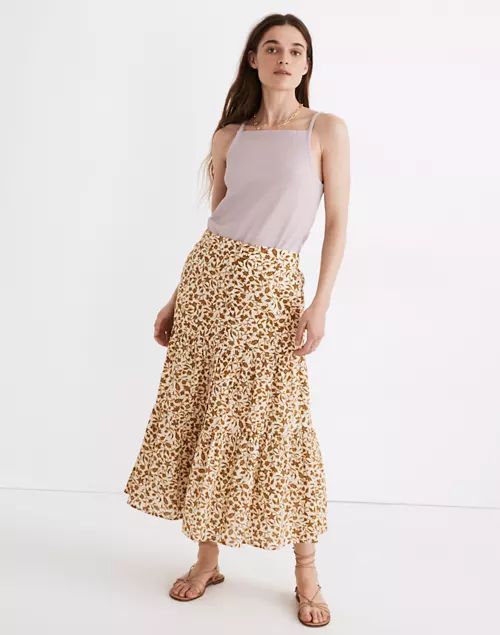 Button-Front Tiered Maxi Skirt in Batik Vine | Madewell