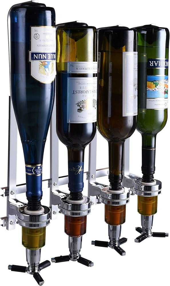4 Bottle Wall Mounted Liquor Dispenser Bar Butler Bracket Solo Optic Spirit Wine Beer Alcohol Bot... | Amazon (US)