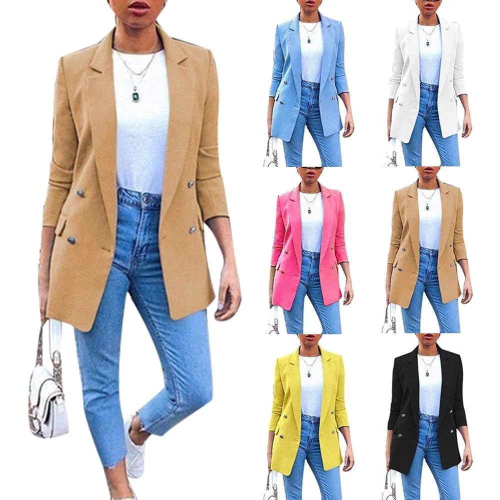 Women's Fashion Lapel Cardigan Long Elegant Suit Jacket | Walmart (US)