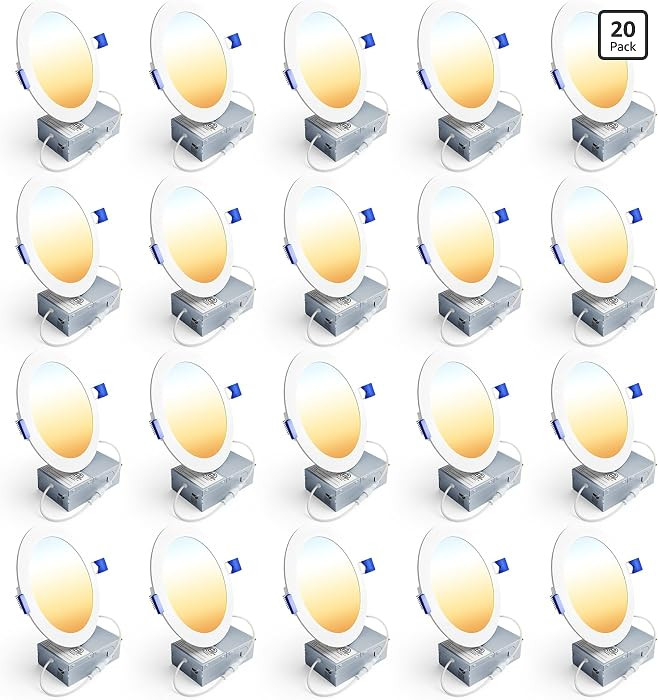 Ensenior 20 Pack 6 Inch LED Recessed Light, 5CCT Dimmable Canless Wafer | Amazon (US)