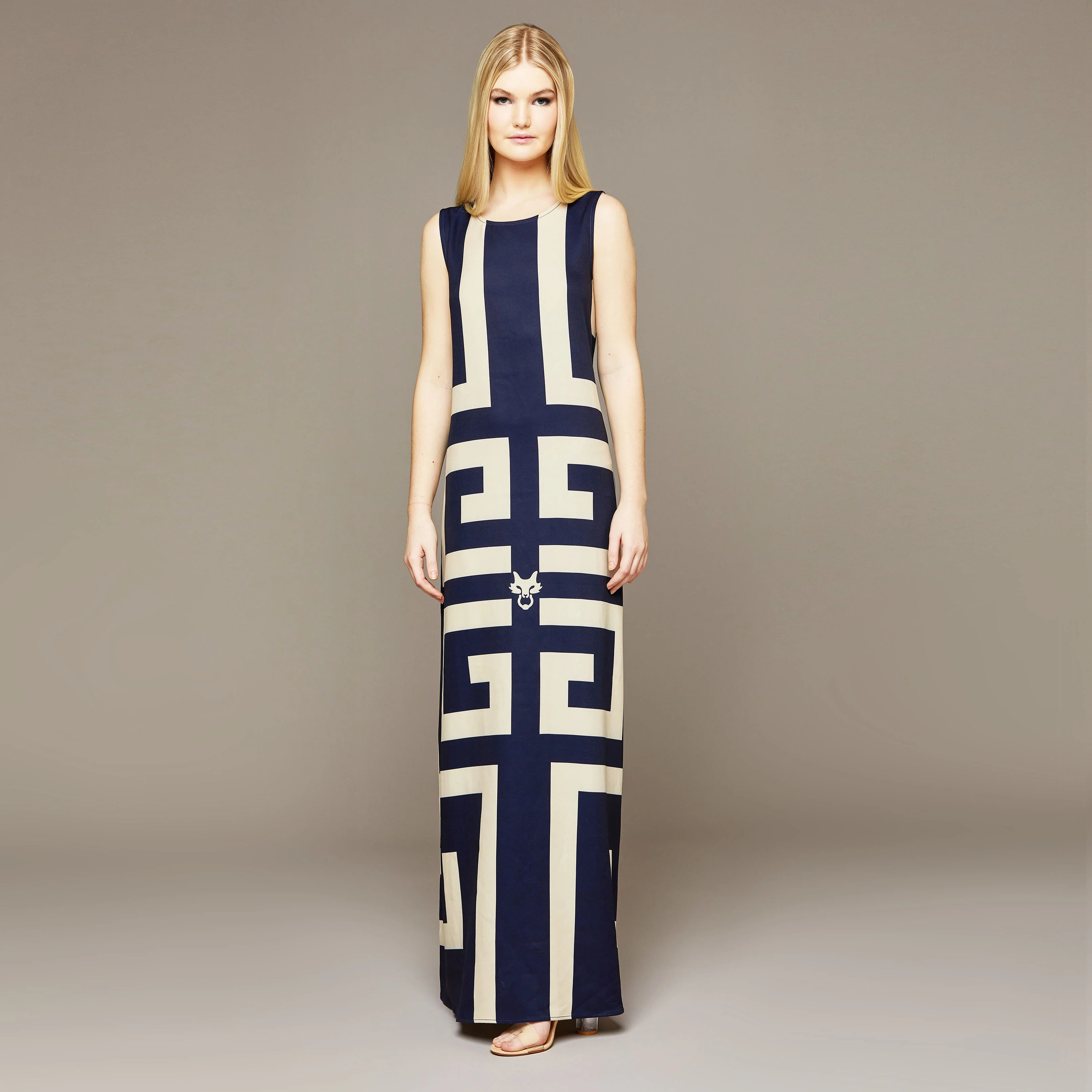 MME. Greek Key Dress Long - NAVY | MME.MINK