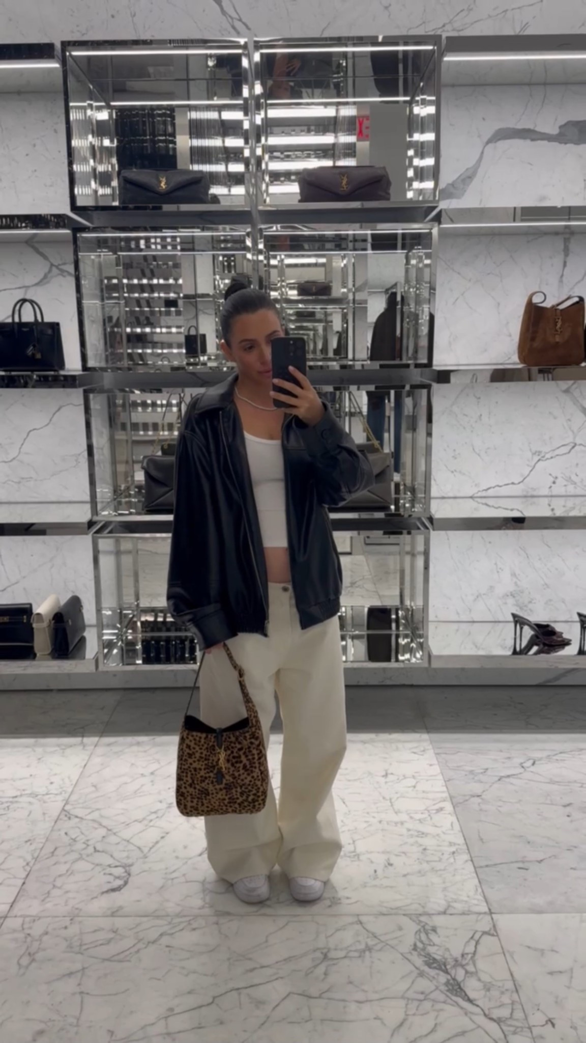 A staple piece outfit I’ve been loving! A comfy tank, oversized leather jacket and low rise pants! 

#LTKBump #LTKmomlife