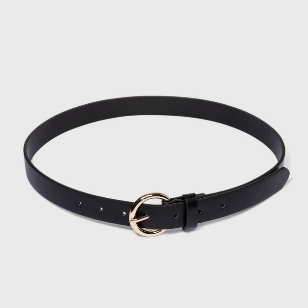 Women's Round Buckle Belt - A New Day™ Black | Target