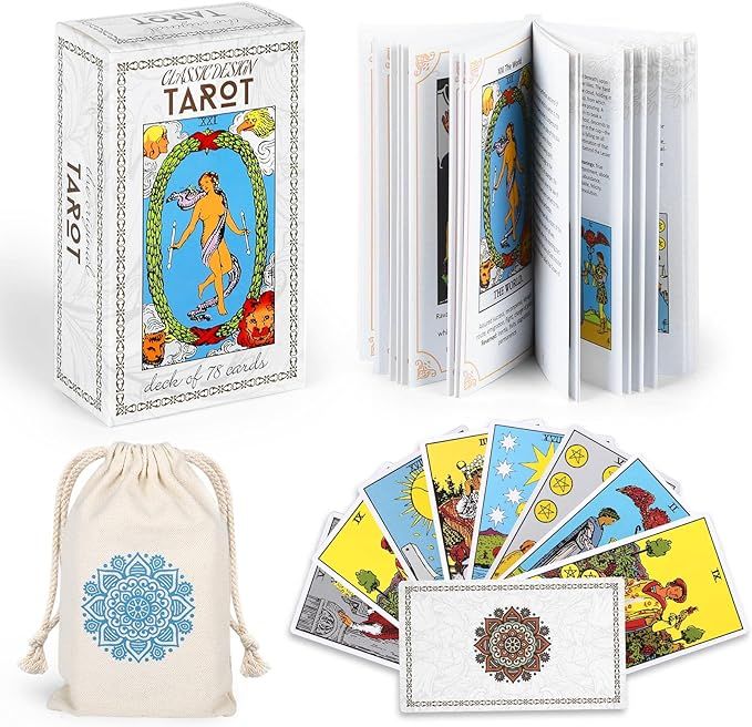 MagicSeer Classic Tarot Cards Deck with Guidebook & Premium Linen Carry Bag - 78 Original Smith A... | Amazon (US)