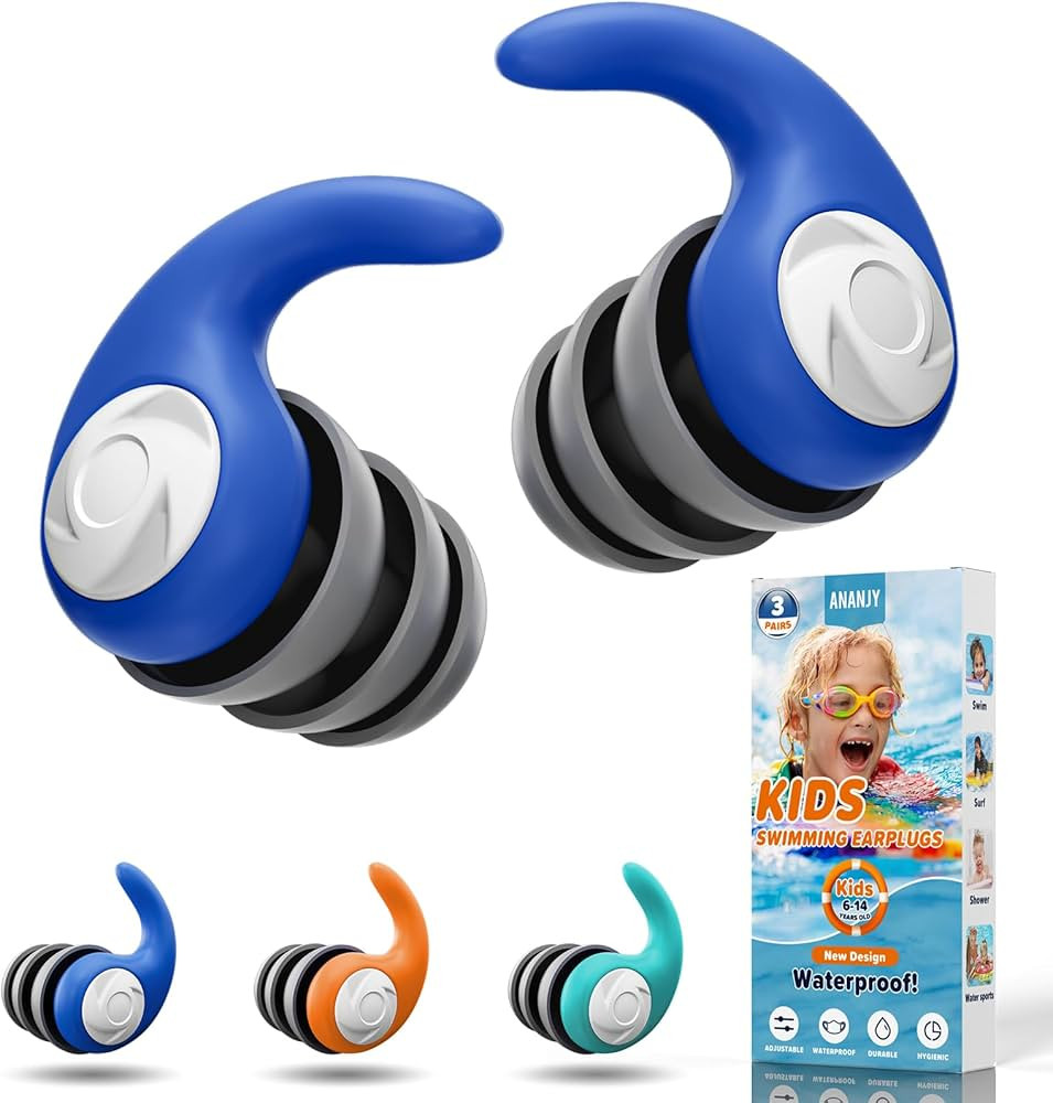 Waterproof Swimming Ear Plugs for Kids - 3 Pairs of Reusable Soft Silicone Swim Earplugs,Ear Prot... | Amazon (US)