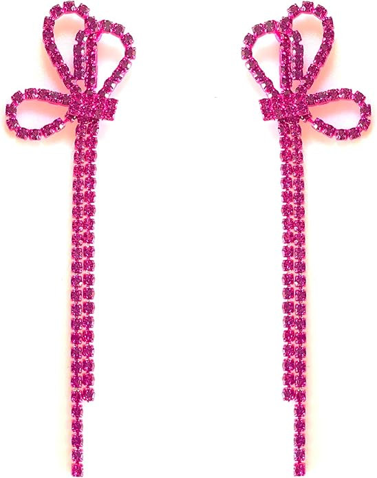 Bow Chandelier Earrings for Women,Sparkly Earrings Dangle Dangling Earring Crystal Rhinestone Dro... | Amazon (US)