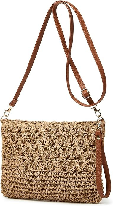 Straw Beach Bags For Women Rattan Purses Summer Straw Handwoven Bag Raffia Handbag Shoulder Bag C... | Amazon (US)
