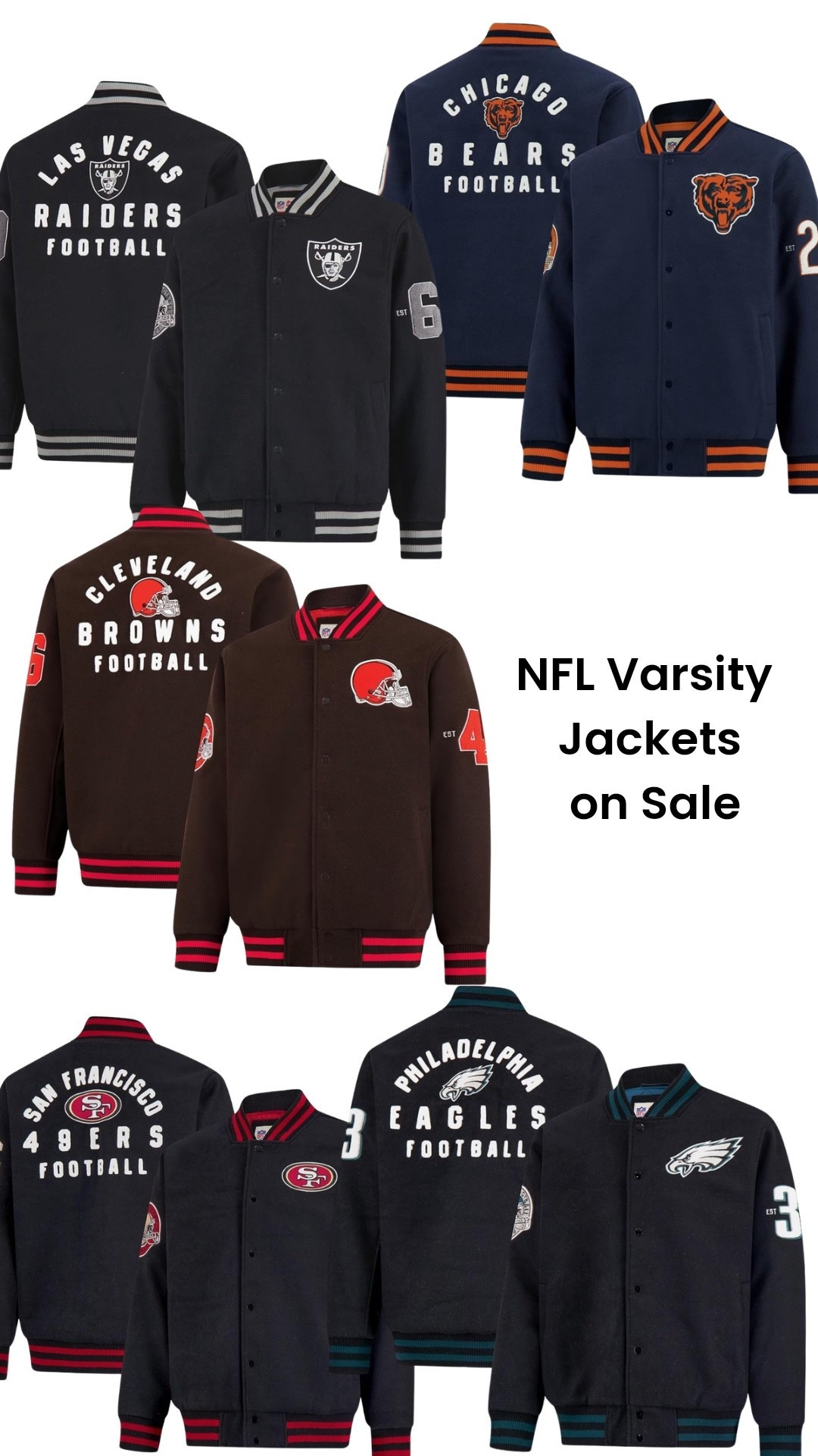 These nfl varsity jackets are great for game days!!! And are a great gift idea for any football loving person!! The quality is also so good and they’re on sale right now for Black Friday!!! #gameday 

#LTKHoliday #LTKGiftGuide #LTKCyberWeek
