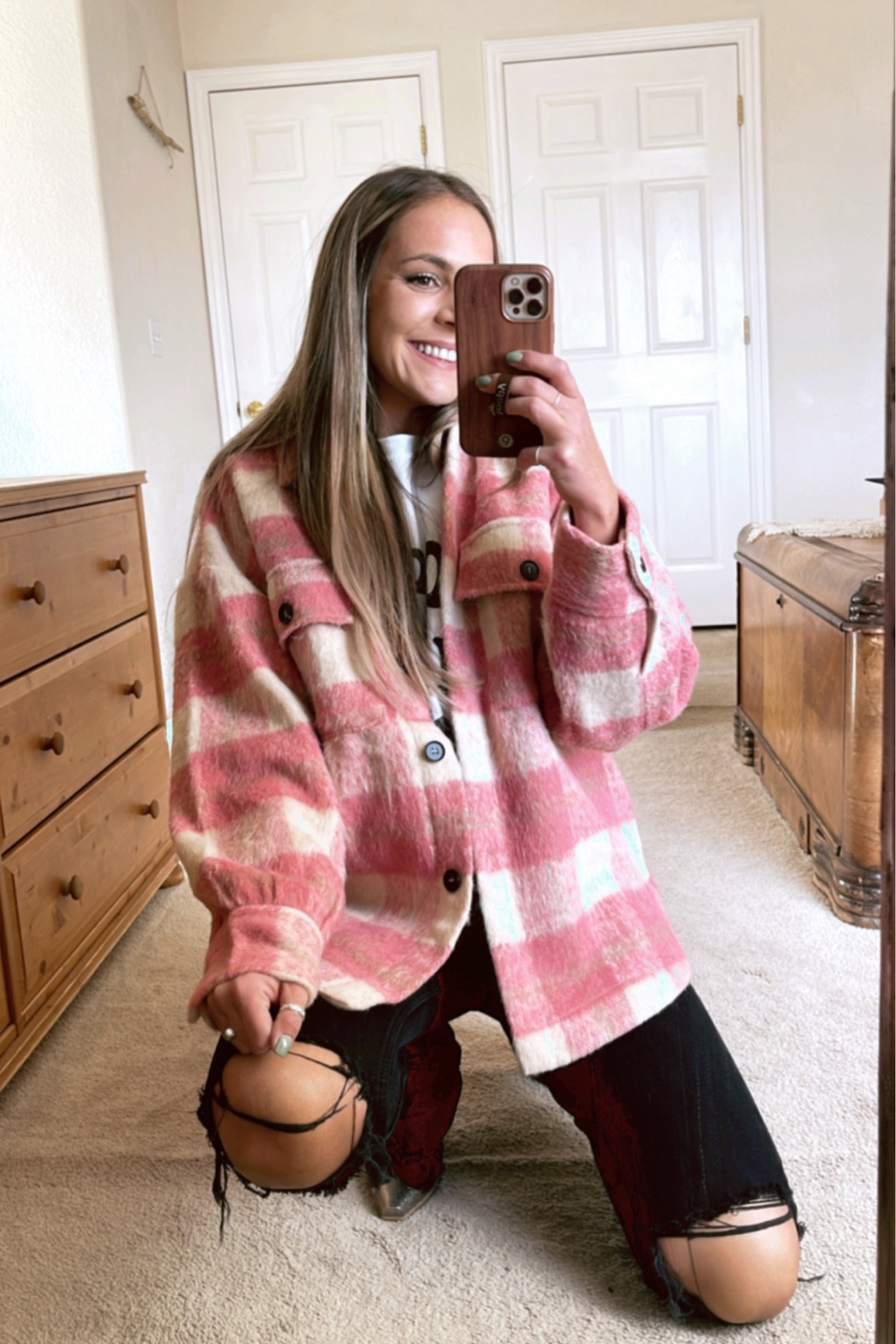 Pink plaid coat runs oversized. I went with my true size. 
Jeans are from Zara and am not able to link. I’ve linked two other split hem black jeans. 

#LTKstyletip #LTKunder100