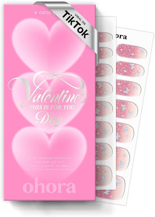ohora Semi Cured Gel Nail Strips (N Cupid Glitz) - Works with Any Lamps, Salon-Quality, Long Last... | Amazon (US)
