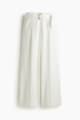 H & M - Linen-Blend Pants with Belt - White | H&M (US + CA)