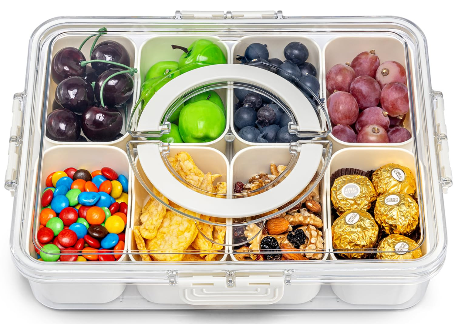 Pure Future Air-Tight Snackle Box Container –Divided Serving Tray with Lid & Handle–Clear Sna... | Amazon (US)