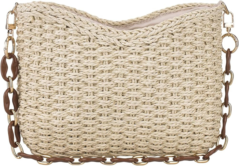 YYW Small Handmade Straw Bag for Women, Natural Summer Beach Shoulder Bag Rattan Crossbody Purse ... | Amazon (US)